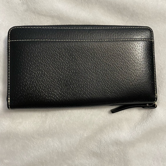 Kate Spade Black Leather Wallet Pink & Red Polka Dot Interior - Picture 2 of 10